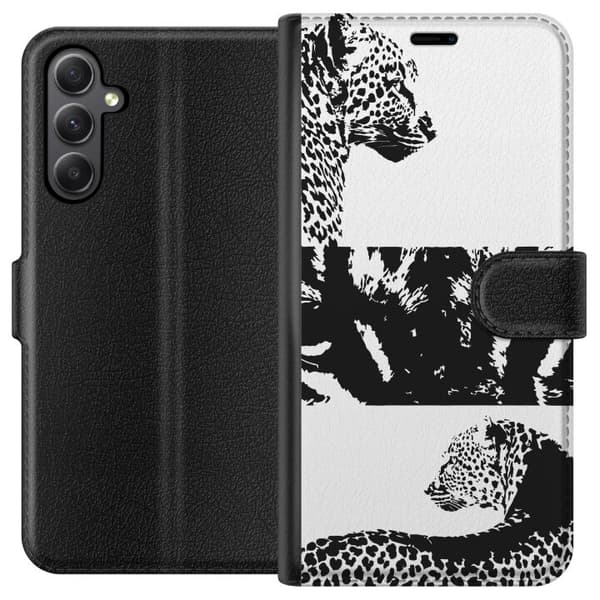 Samsung Galaxy S23 FE Plånboksfodral Leopard Faces – trendigt mönster med leopardansikten