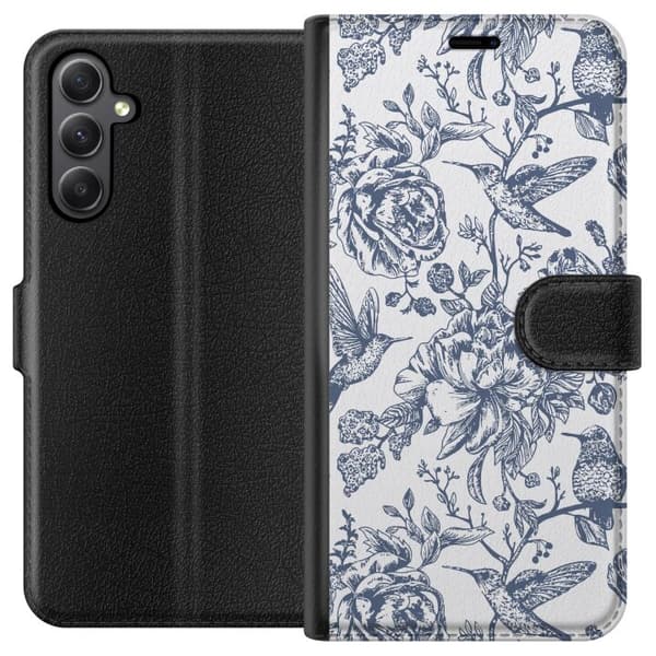 Samsung Galaxy S23 FE Plånboksfodral Blomster & Fåglar – romantiskt mönster i vintage-stil