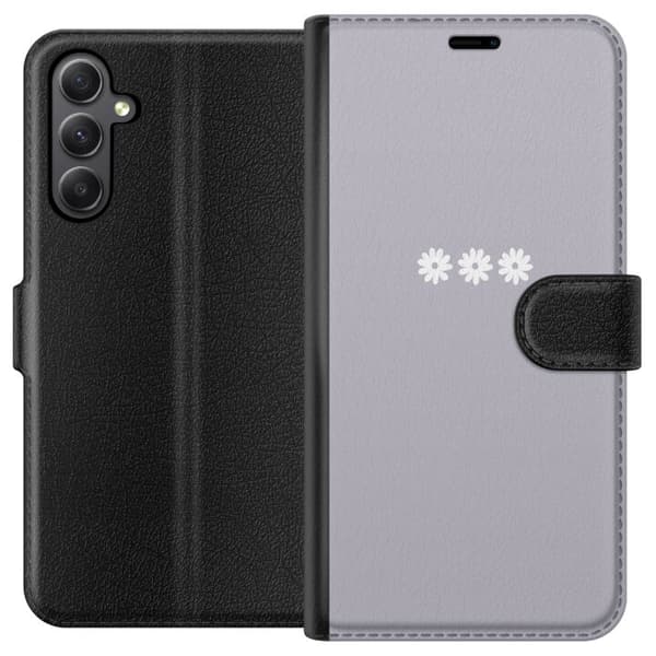 Samsung Galaxy S23 FE Tegnebogsetui Lilla Blomminimalisme - stilfuldt blomstermotiv på lilla baggrund