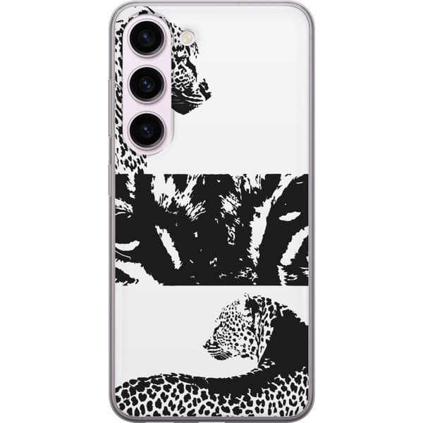 Samsung Galaxy S23 Genomskinligt Skal Leopard Faces – trendigt mönster med leopardansikten