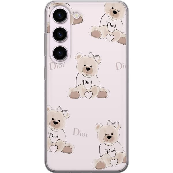 Samsung Galaxy S23 Genomskinligt Skal Teddy Dior Vibes – lyxig nalle i fashionstil