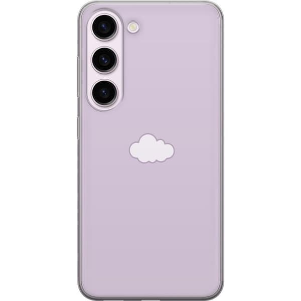 Samsung Galaxy S23 Genomskinligt Skal Lila Moln – minimalistiskt moln på lila bakgrund