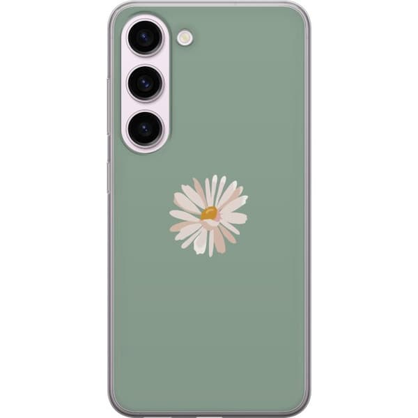 Samsung Galaxy S23 Gennemsigtig cover Grøn Minimalblomst - stilfuld blomst på grøn baggrund