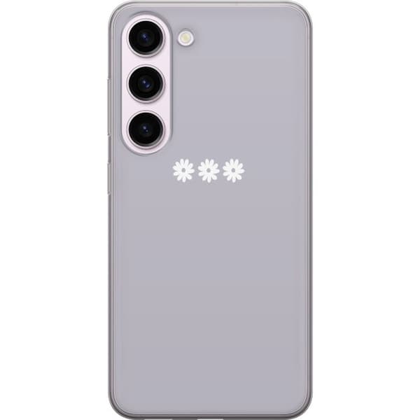 Samsung Galaxy S23 Gennemsigtig cover Lilla Blomminimalisme - stilfuldt blomstermotiv på lilla baggrund