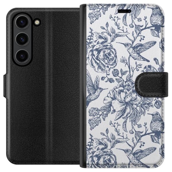 Samsung Galaxy S24 Plånboksfodral Blomster & Fåglar – romantiskt mönster i vintage-stil