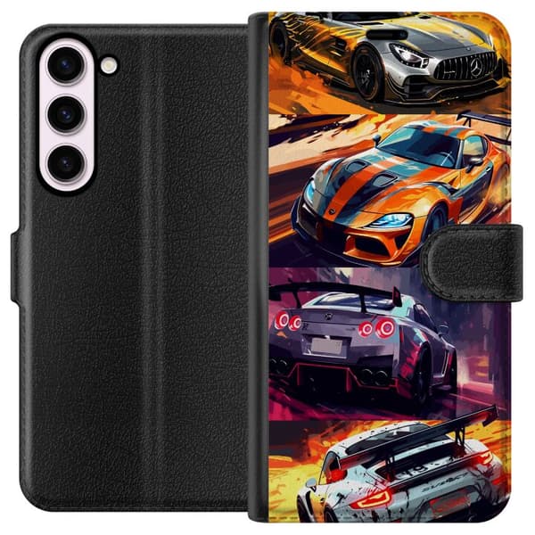 Samsung Galaxy S23+ Tegnebogsetui Rallyfeber - fartfyldt motiv med rallybiler