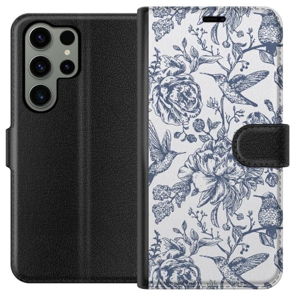 Samsung Galaxy S23 Ultra Lommeboketui Blomster & Fugler - Romantiskt Vintage-stil Mønster
