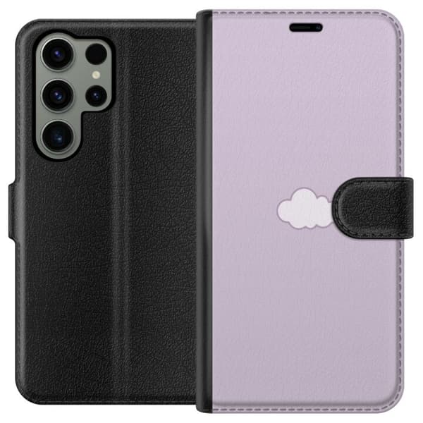 Samsung Galaxy S23 Ultra Tegnebogsetui Lilla Sky - minimalistisk sky på lilla baggrund