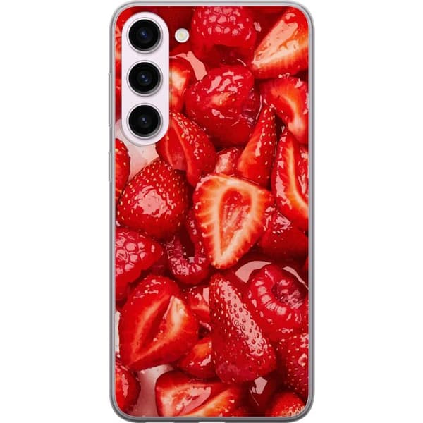 Samsung Galaxy S23+ Genomskinligt Skal Jordgubbsmönster – sött motiv med sommarkänsla