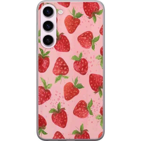 Samsung Galaxy S23+ Gennemsigtig cover Jordbærdrømme - Retro-stil jordbærmønster