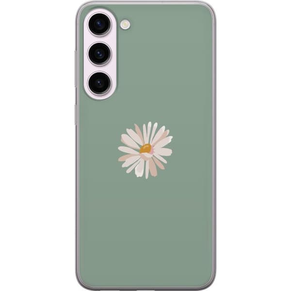 Samsung Galaxy S23+ Gennemsigtig cover Grøn Minimalblomst - stilfuld blomst på grøn baggrund