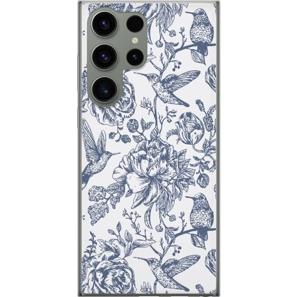 Samsung Galaxy S23 Ultra Genomskinligt Skal Blomster & Fåglar – romantiskt mönster i vintage-stil