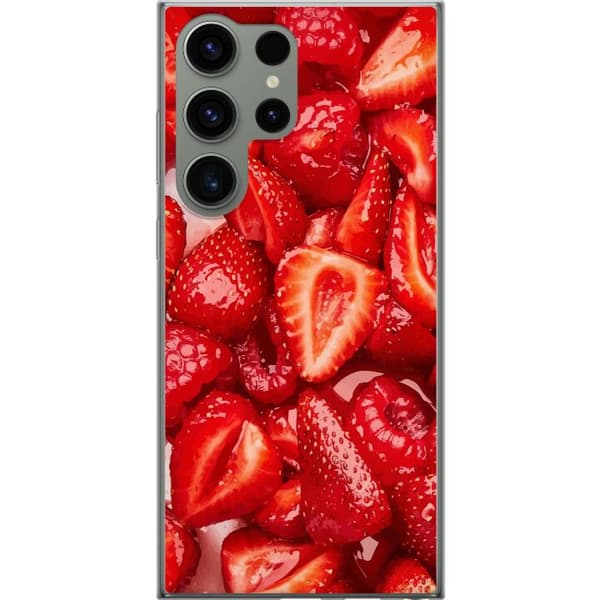 Samsung Galaxy S23 Ultra Gjennomsiktig deksel Jordbærmønster - søtt motiv med sommerfølelse
