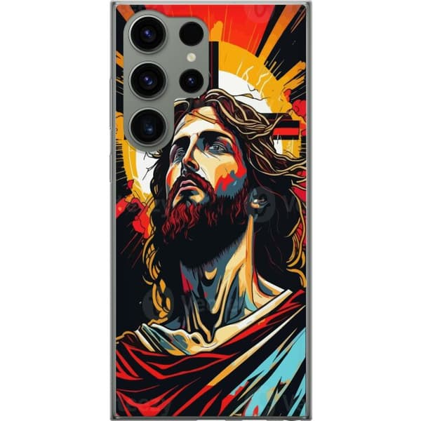 Samsung Galaxy S23 Ultra Gjennomsiktig deksel Jesus & Kort - religiøst motiv med dyp symbolikk