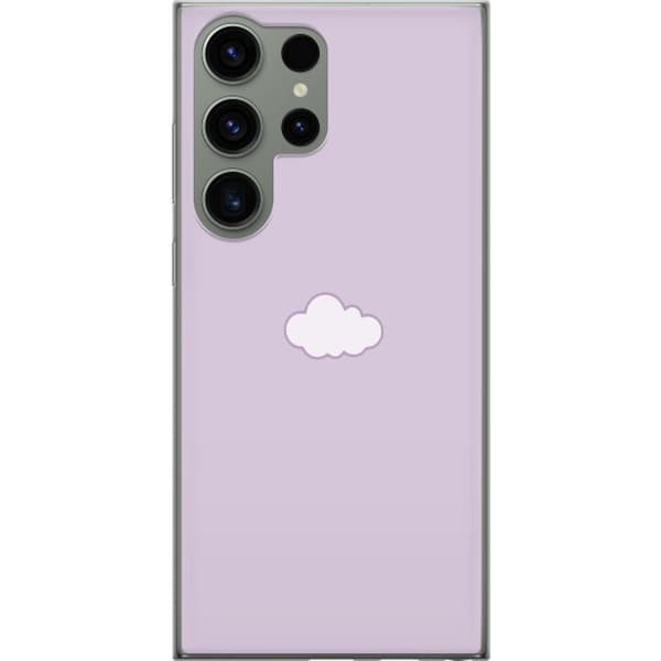 Samsung Galaxy S23 Ultra Genomskinligt Skal Lila Moln – minimalistiskt moln på lila bakgrund