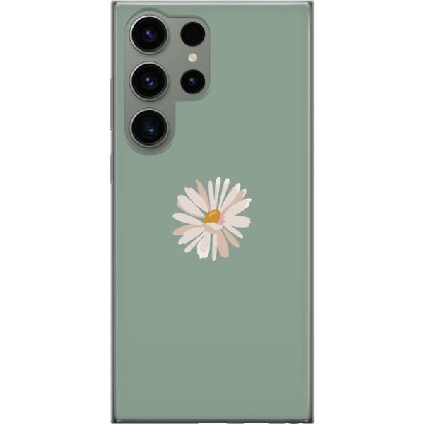 Samsung Galaxy S23 Ultra Gennemsigtig cover Grøn Minimalblomst - stilfuld blomst på grøn baggrund