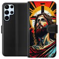Miniatyrbilde 1 av 3: Samsung Galaxy S24 Ultra Lommeboketui Jesus & Kort - religiøst motiv med dyp symbolikk