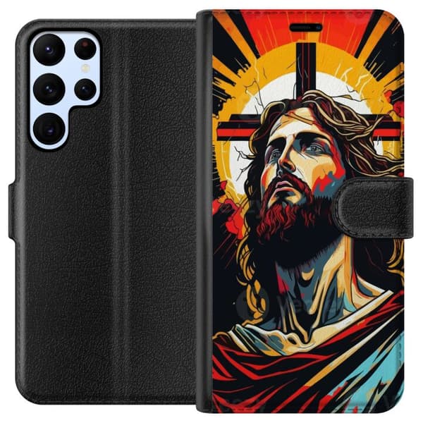 Samsung Galaxy S24 Ultra Lommeboketui Jesus & Kort - religiøst motiv med dyp symbolikk