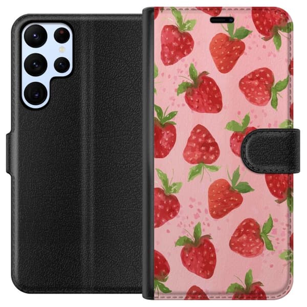 Samsung Galaxy S24 Ultra Tegnebogsetui Jordbærdrømme - Retro-stil jordbærmønster