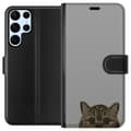 Miniatyrbilde 1 av 3: Samsung Galaxy S24 Ultra Lommeboketui Grå Kattblikk - stilren katte design med grå bakgrunn