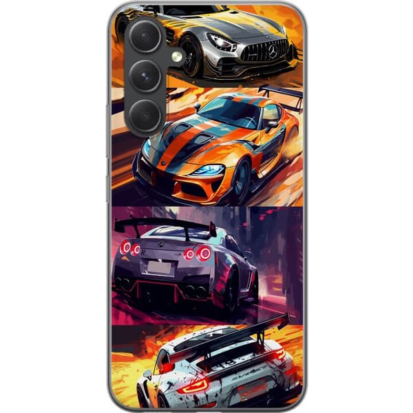 Samsung Galaxy S24 FE Genomskinligt Skal Rally Fever – fartfyllt motiv med rallybilar