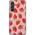 Miniatyrbild 1 av 3: Samsung Galaxy S24 FE Genomskinligt Skal Strawberry Dreams – jordgubbsmönster i retrostil