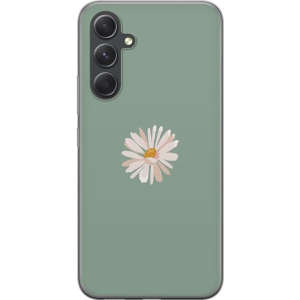 Samsung Galaxy S24 FE Gjennomsiktig deksel Grønn Minimalblomst - stilren blomst på grønn bakgrunn