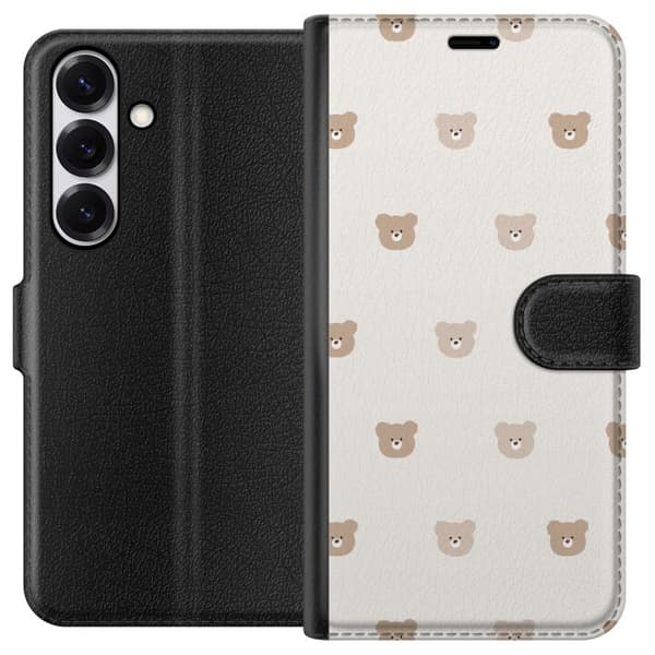 Samsung Galaxy S25 Lompakkokotelo Teddy-tausta - söpöt teddykarhut pehmeällä taustalla