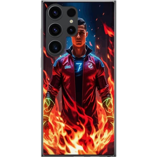 Samsung Galaxy S24 Ultra Gennemsigtig cover Ronaldo Inferno - fodboldhelt i flammer