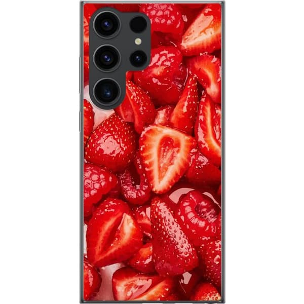 Samsung Galaxy S24 Ultra Läpinäkyvä kuori Mansikkakuviointi - makea motiivi kesäfiiliksellä