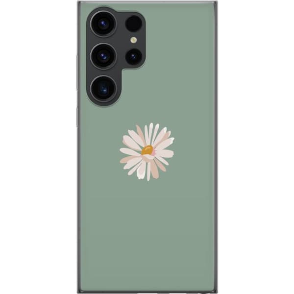 Samsung Galaxy S24 Ultra Läpinäkyvä kuori Vihreä Minimalikukka - tyylikäs kukka vihreällä taustalla