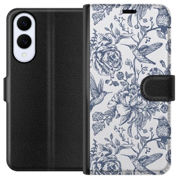 Samsung Galaxy S25 Edge Plånboksfodral Blomster & Fåglar – romantiskt mönster i vintage-stil