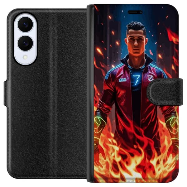 Samsung Galaxy S25 Edge Lompakkokotelo Ronaldo Inferno - jalkapallolegenda liekeissä