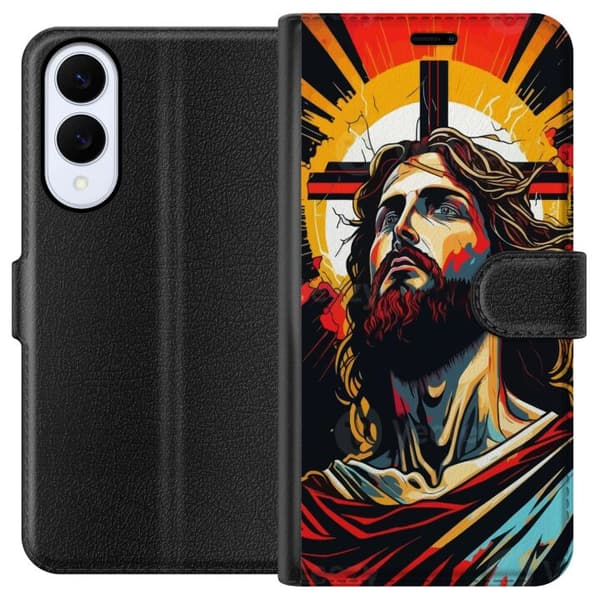 Samsung Galaxy S25 Edge Lommeboketui Jesus & Kort - religiøst motiv med dyp symbolikk