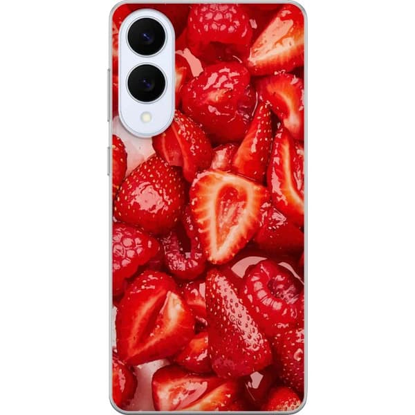 Samsung Galaxy S25 Edge Gennemsigtig cover Jordbærmønster - sødt motiv med sommerstemning