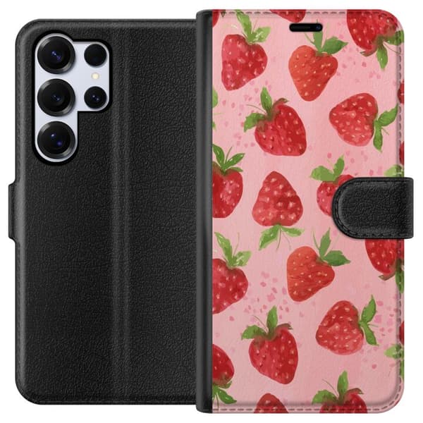 Samsung Galaxy S25 Ultra Lompakkokotelo Mansikkahaaveet - Retrot tyyli mansikkakuviointi