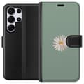 Pikkukuva 1 / 3: Samsung Galaxy S25 Ultra Lompakkokotelo Vihreä Minimalikukka - tyylikäs kukka vihreällä taustalla