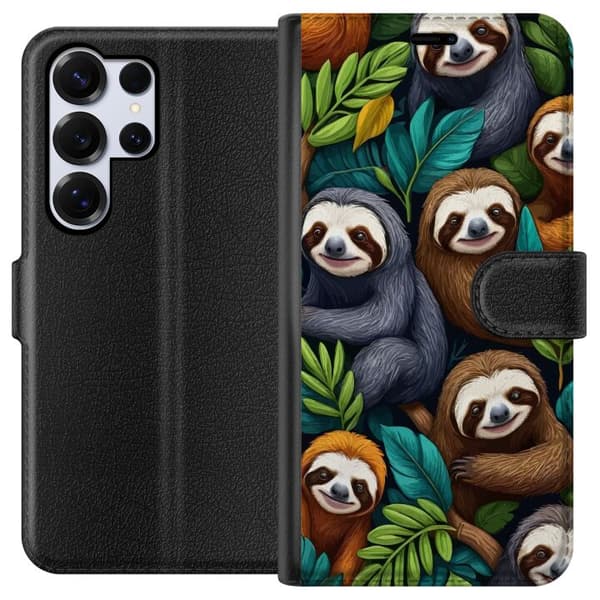 Samsung Galaxy S25 Ultra Lompakkokotelo Sengångarstil - rentoutunut muotoilu söpöllä laiskiaalla