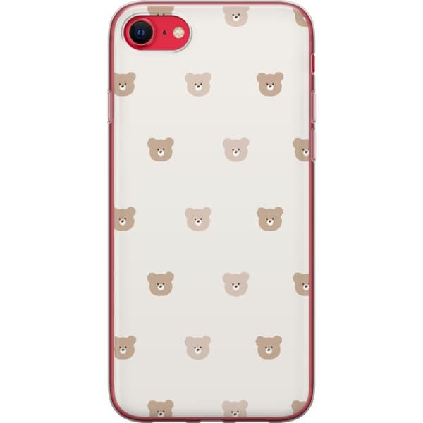 Apple iPhone SE (2020) Gennemsigtig cover Teddybaggrund - søde teddybjørne mod en blød baggrund