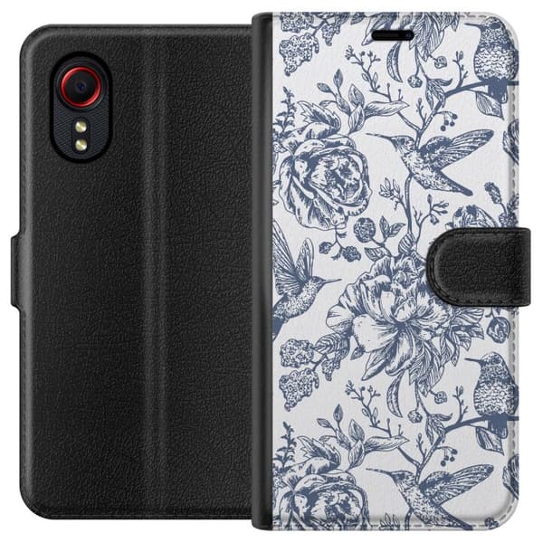 Samsung Galaxy Xcover 5 Lompakkokotelo Kukat & Linnut - Romanttinen Vintage-tyylinen Kuviointi
