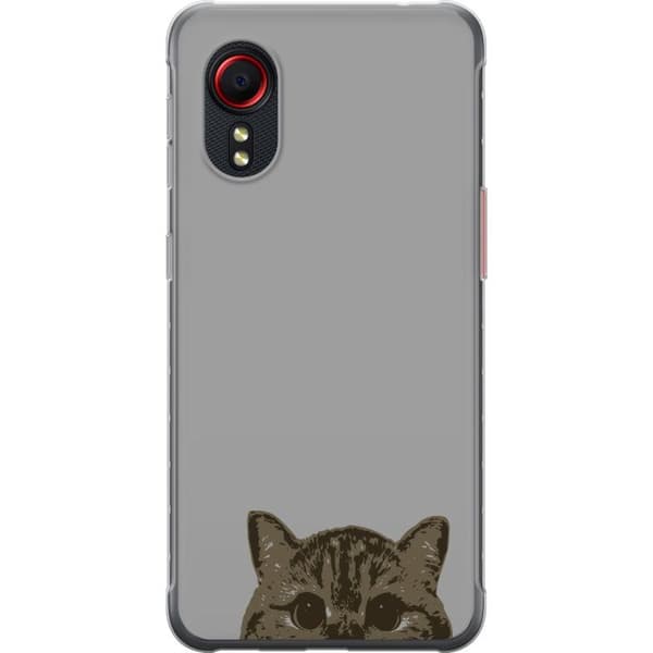 Samsung Galaxy Xcover 5 Gjennomsiktig deksel Grå Kattblikk - stilren katte design med grå bakgrunn