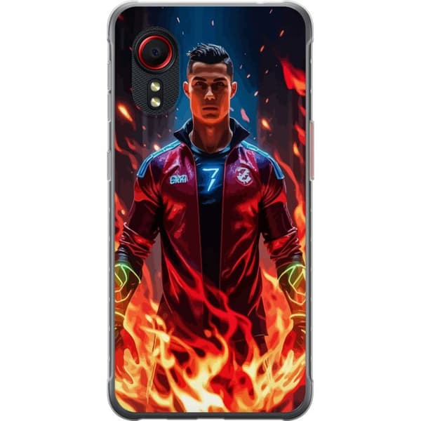 Samsung Galaxy Xcover 5 Gennemsigtig cover Ronaldo Inferno - fodboldhelt i flammer