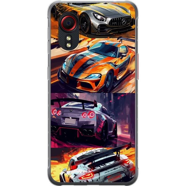 Samsung Galaxy Xcover 5 Gjennomsiktig deksel Rallyfeber - intensivt motiv med rallybiler