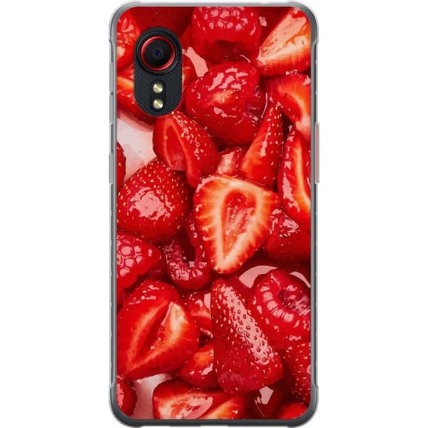 Samsung Galaxy Xcover 5 Läpinäkyvä kuori Mansikkakuviointi - makea motiivi kesäfiiliksellä