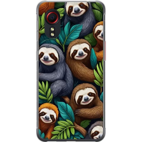 Samsung Galaxy Xcover 5 Gennemsigtig cover Sengångarstil - afslappet motiv med sød dovendyr