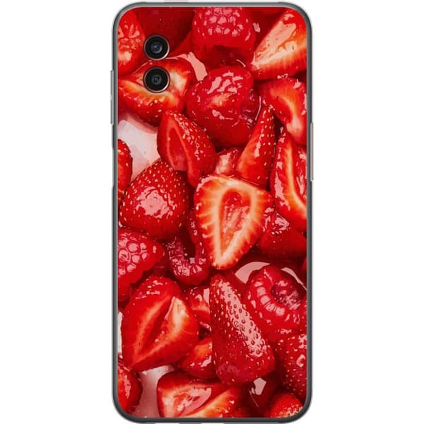 Samsung Galaxy Xcover6 Pro Gennemsigtig cover Jordbærmønster - sødt motiv med sommerstemning