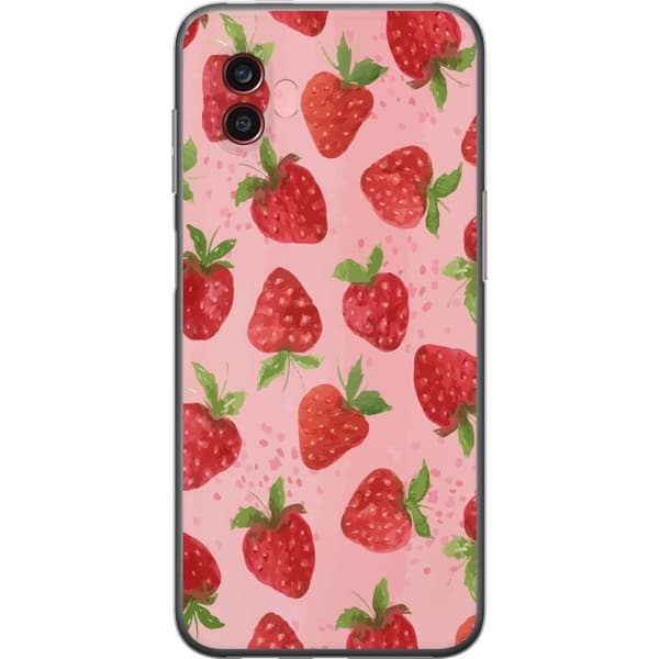 Samsung Galaxy Xcover6 Pro Gennemsigtig cover Jordbærdrømme - Retro-stil jordbærmønster