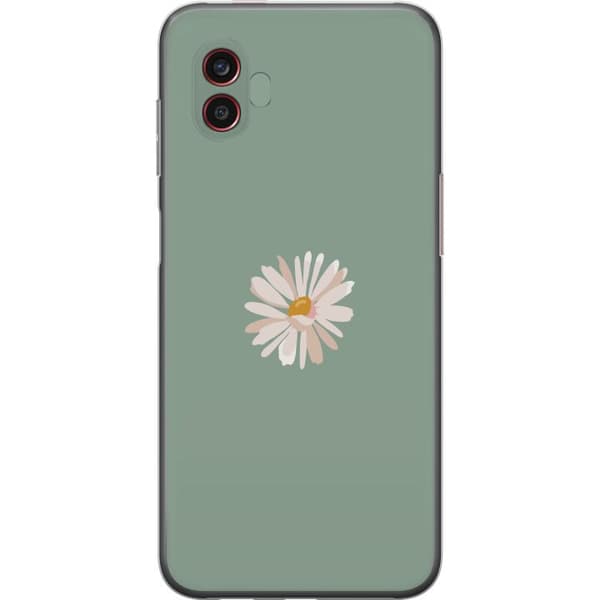 Samsung Galaxy Xcover6 Pro Gennemsigtig cover Grøn Minimalblomst - stilfuld blomst på grøn baggrund