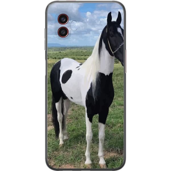 Samsung Galaxy Xcover6 Pro Gennemsigtig cover Hestemagi - stiliseret hest i en rolig farveskala