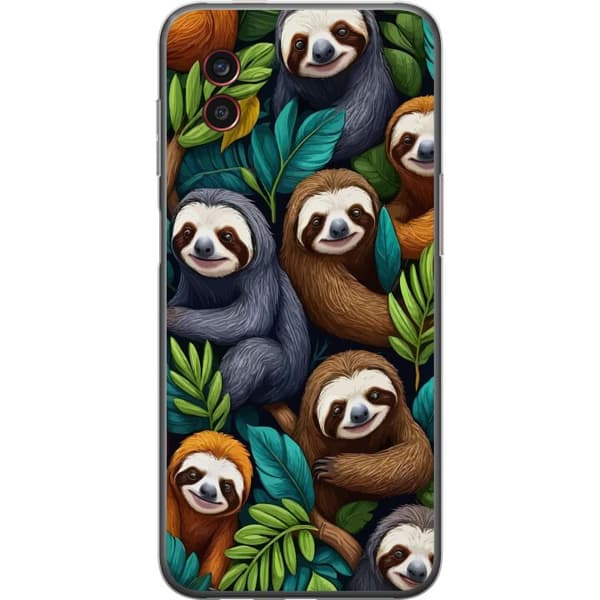 Samsung Galaxy Xcover6 Pro Gennemsigtig cover Sengångarstil - afslappet motiv med sød dovendyr